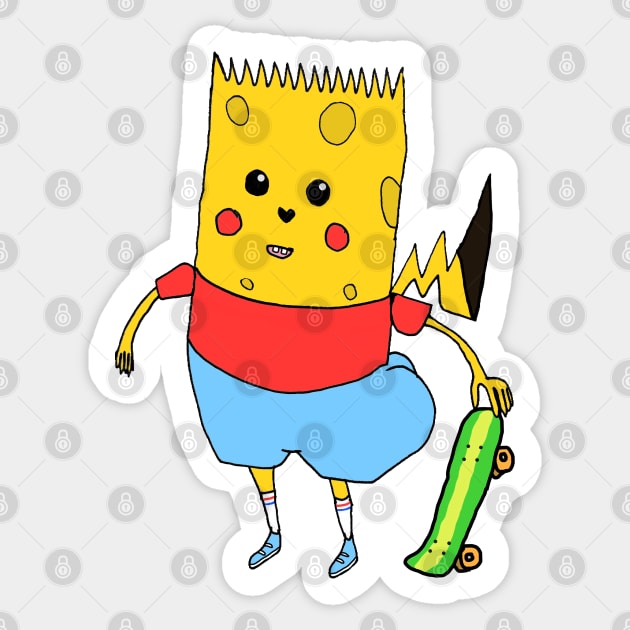 Yellow Cartoon Character - SpongeBart PikaPants Knock Off Brand Funny Parody Boot Version 2 Sticker by blueversion